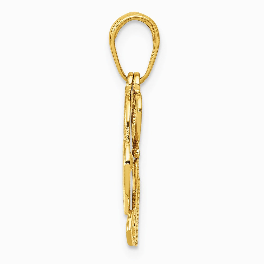 10K / 14K Yellow Gold Polished Heart Key and Heart Lock Charm - Product Photo