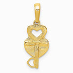 10K / 14K Yellow Gold Polished Heart Key and Heart Lock Charm - Product Photo