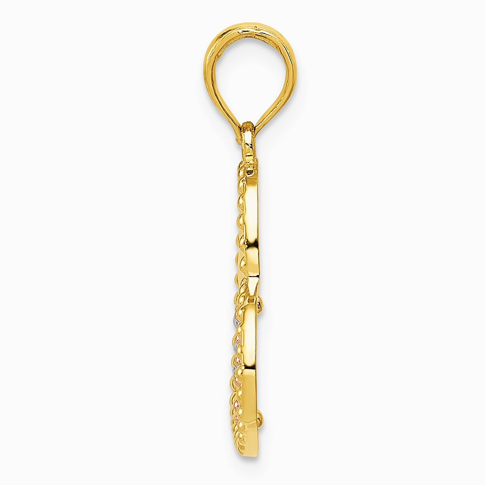 14K Two-tone with White Rhodium Polished Hearts Pendant - Product Photo