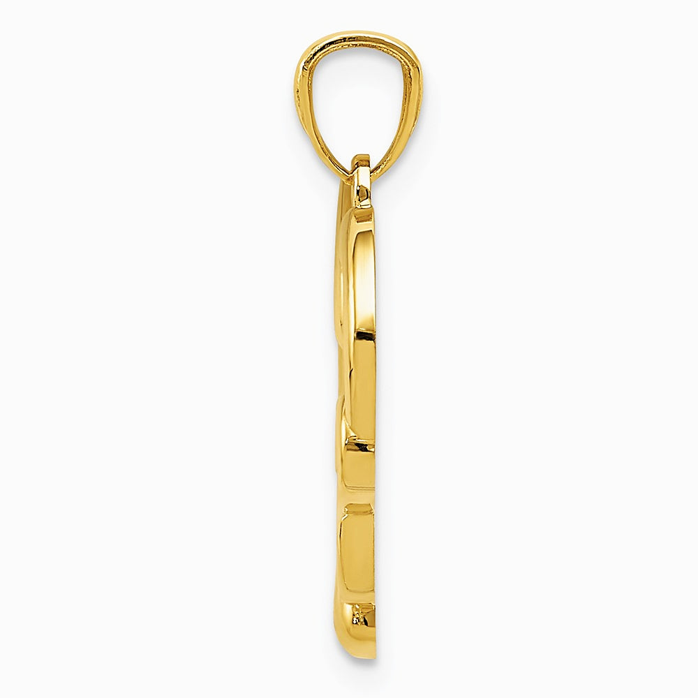 14K Yellow Gold Polished Infinity Symbol Heart Pendant - Product Photo