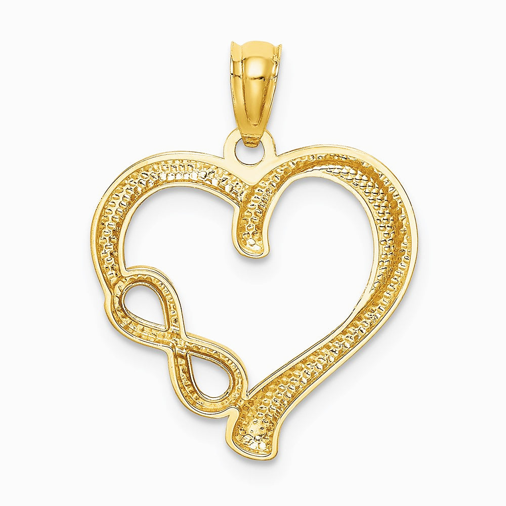 14K Yellow Gold Polished Infinity Symbol Heart Pendant - Product Photo