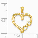 14K Yellow Gold Polished Infinity Symbol Heart Pendant - Product Photo
