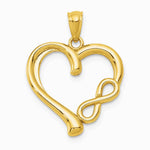 14K Yellow Gold Polished Infinity Symbol Heart Pendant - Product Photo