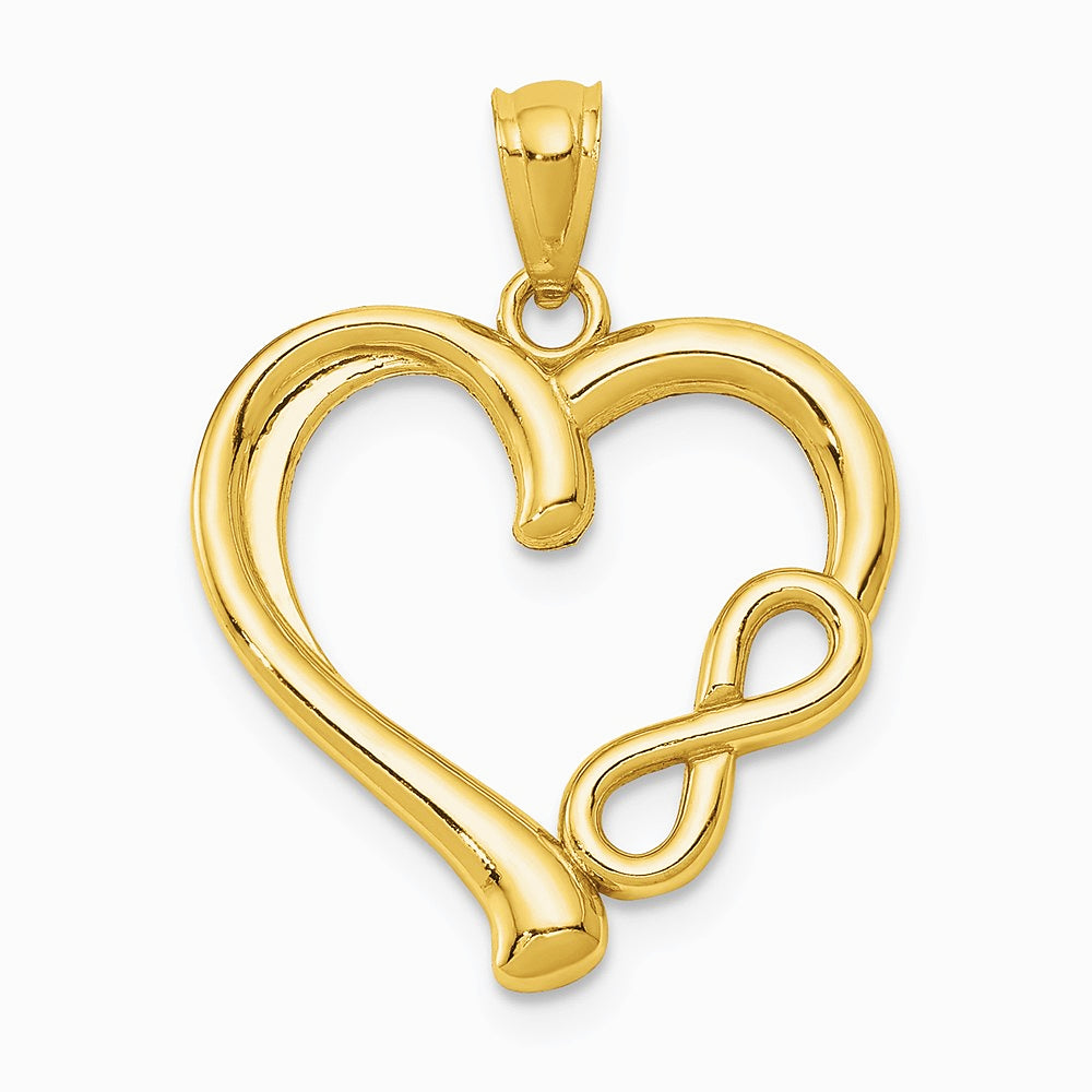 14K Yellow Gold Polished Infinity Symbol Heart Pendant - Product Photo