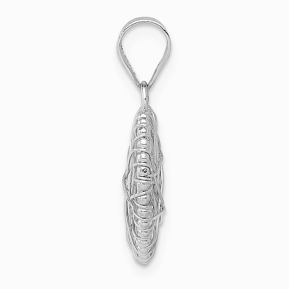 14K White Gold Open Wire Heart Pendant - Product Photo