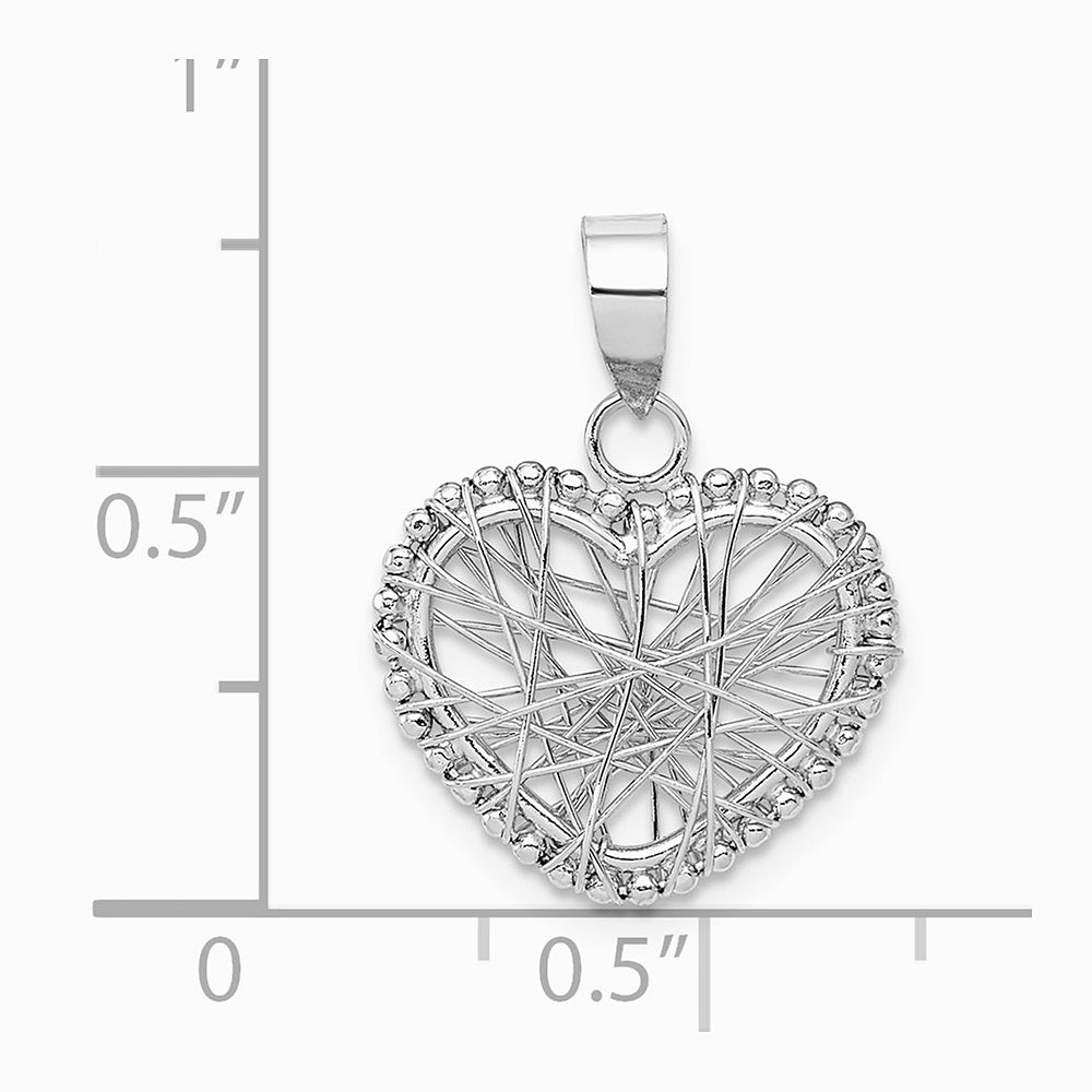14K White Gold Open Wire Heart Pendant - Product Photo
