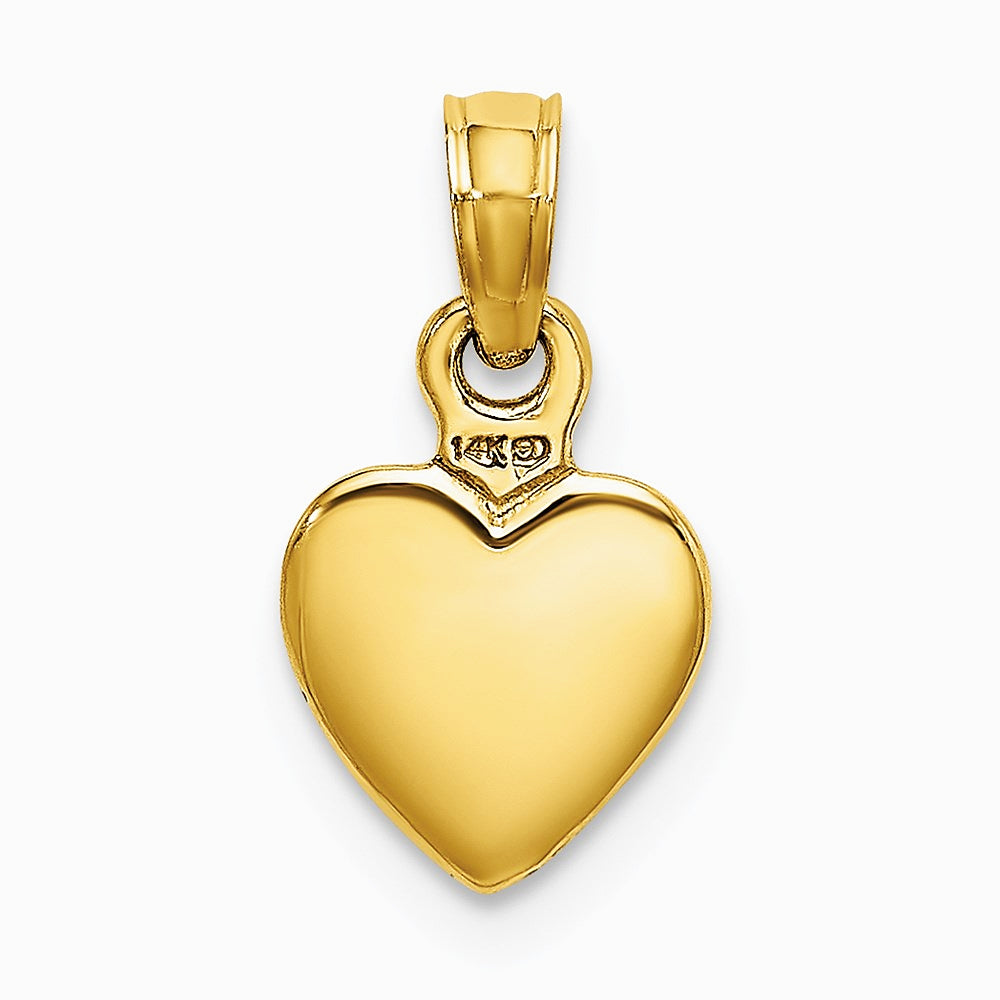10K / 14K Yellow Gold Polished Solid 3D Heart Pendant - Product Photo