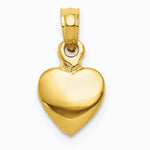 10K / 14K Yellow Gold Polished Solid 3D Heart Pendant - Product Photo