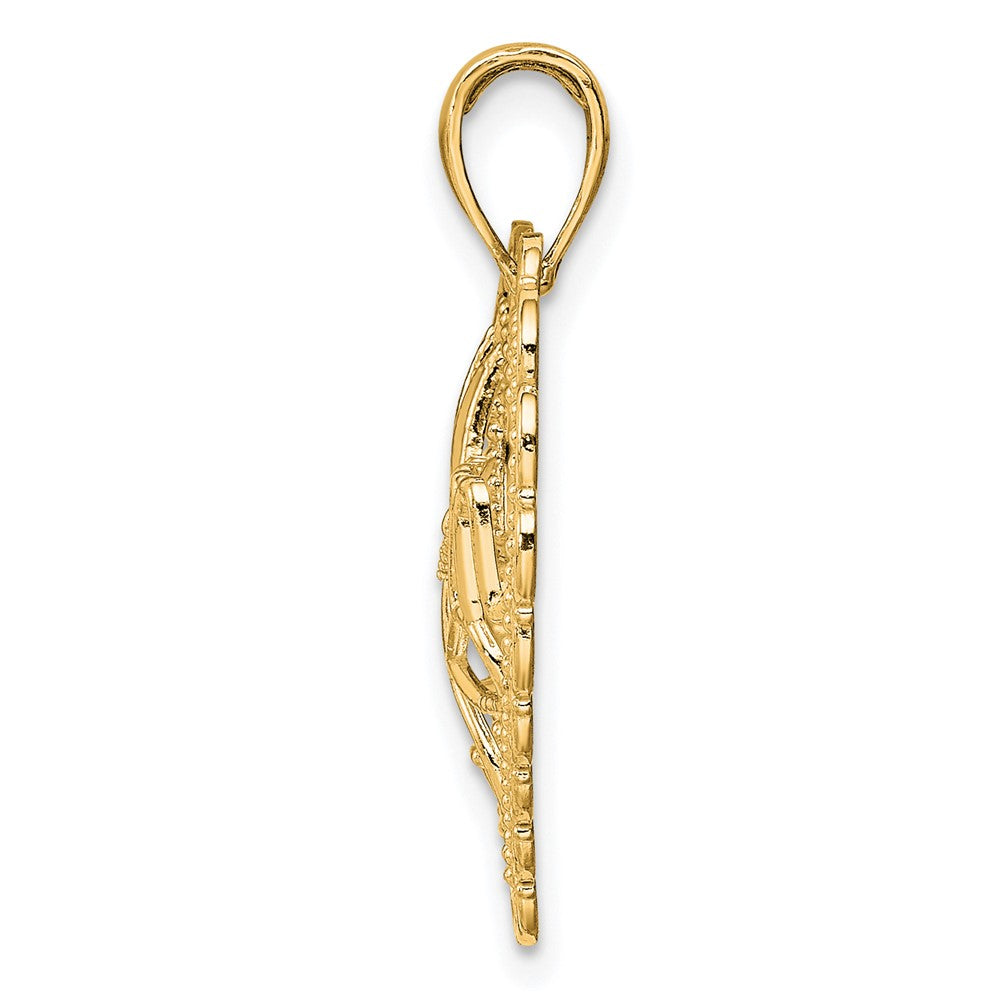 14K Polished MOM Scallop Heart Pendant - Product Photo