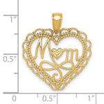 14K Polished MOM Scallop Heart Pendant - Product Photo
