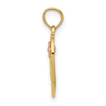 14K Two-tone Polished NANA with Flower on Heart Pendant - Product Photo