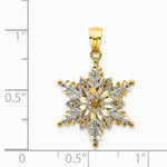 14K Two-tone Polished and Textured 2 Level Snowflake Pendant - Product Photo
