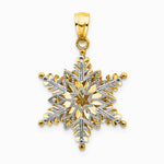 14K Two-tone Polished and Textured 2 Level Snowflake Pendant - Product Photo