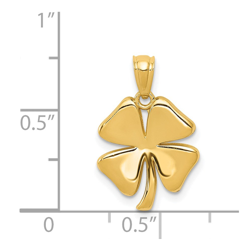 14k Gold Polished 4 Leaf Clover Pendant - Product Photo
