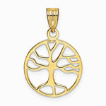 10K / 14K Yellow Gold Gold Polished Small Tree of Life in Round Pendant - Product Photo