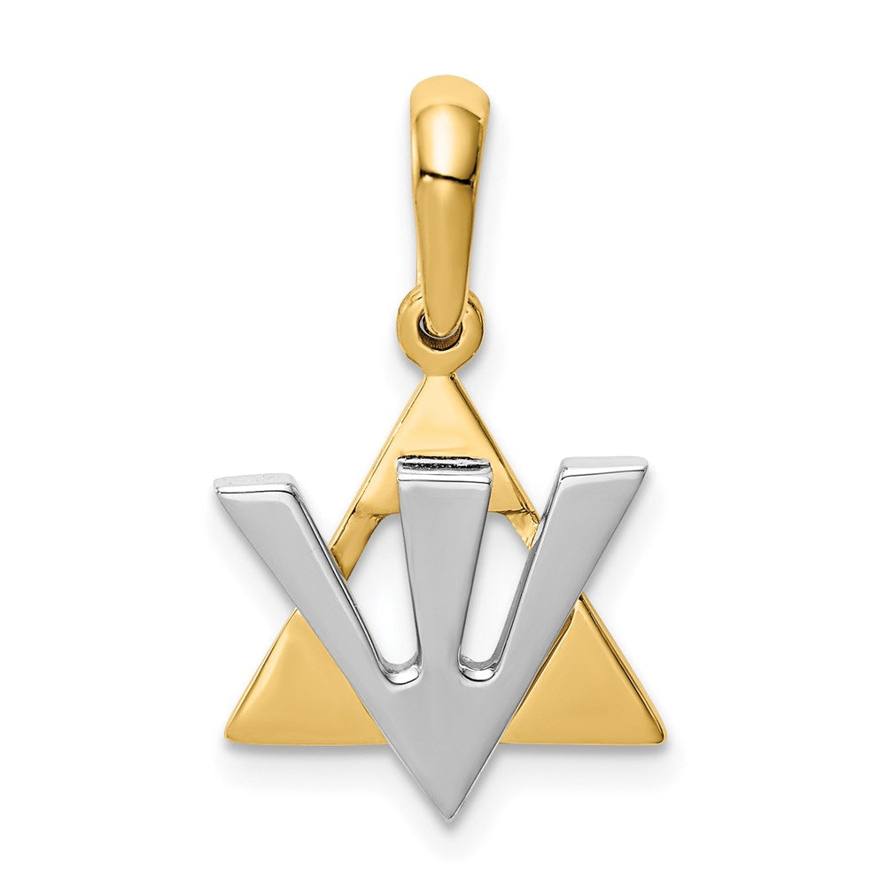 14K Two-tone Star of David with Shin Charm