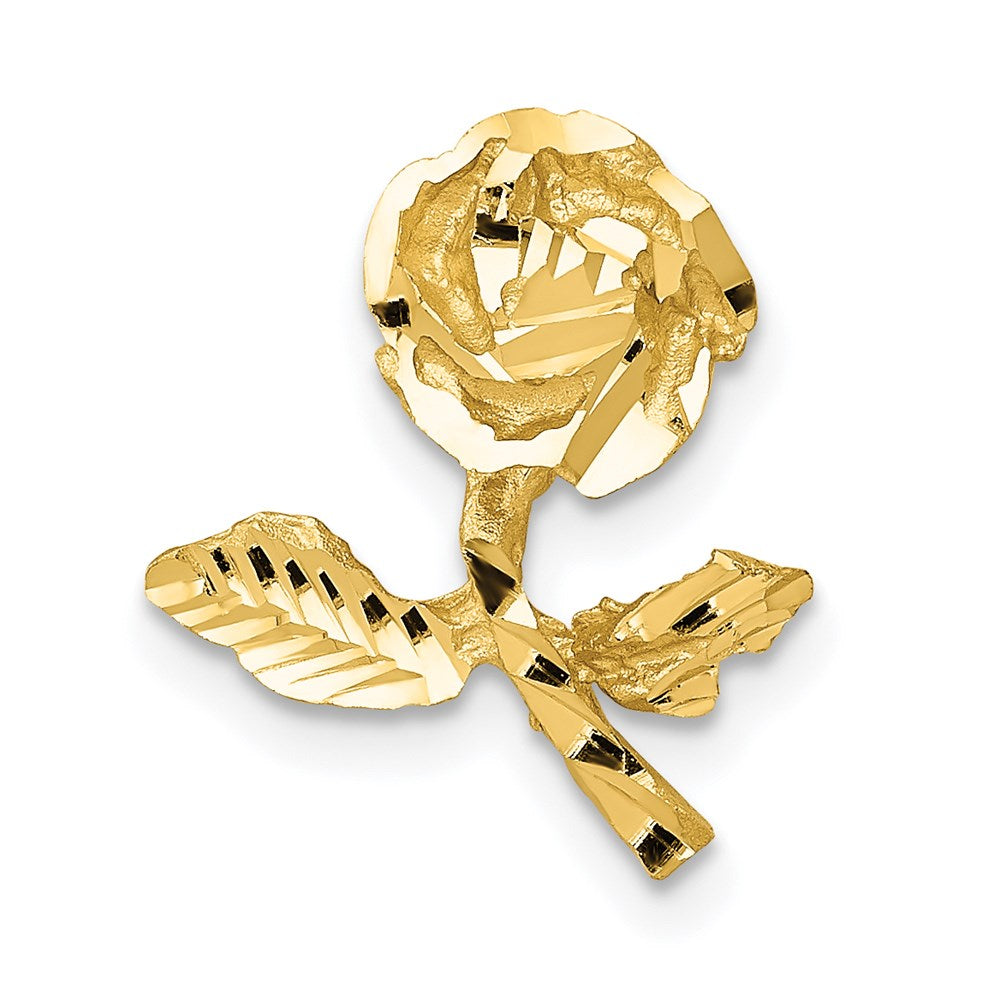 14k Satin Diamond-cut Rose Chain Slide - Product Photo