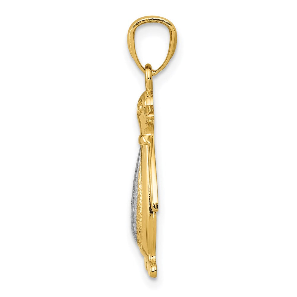 14K Yellow and White Gold Polished/Textured Penguin Pendant - Product Photo