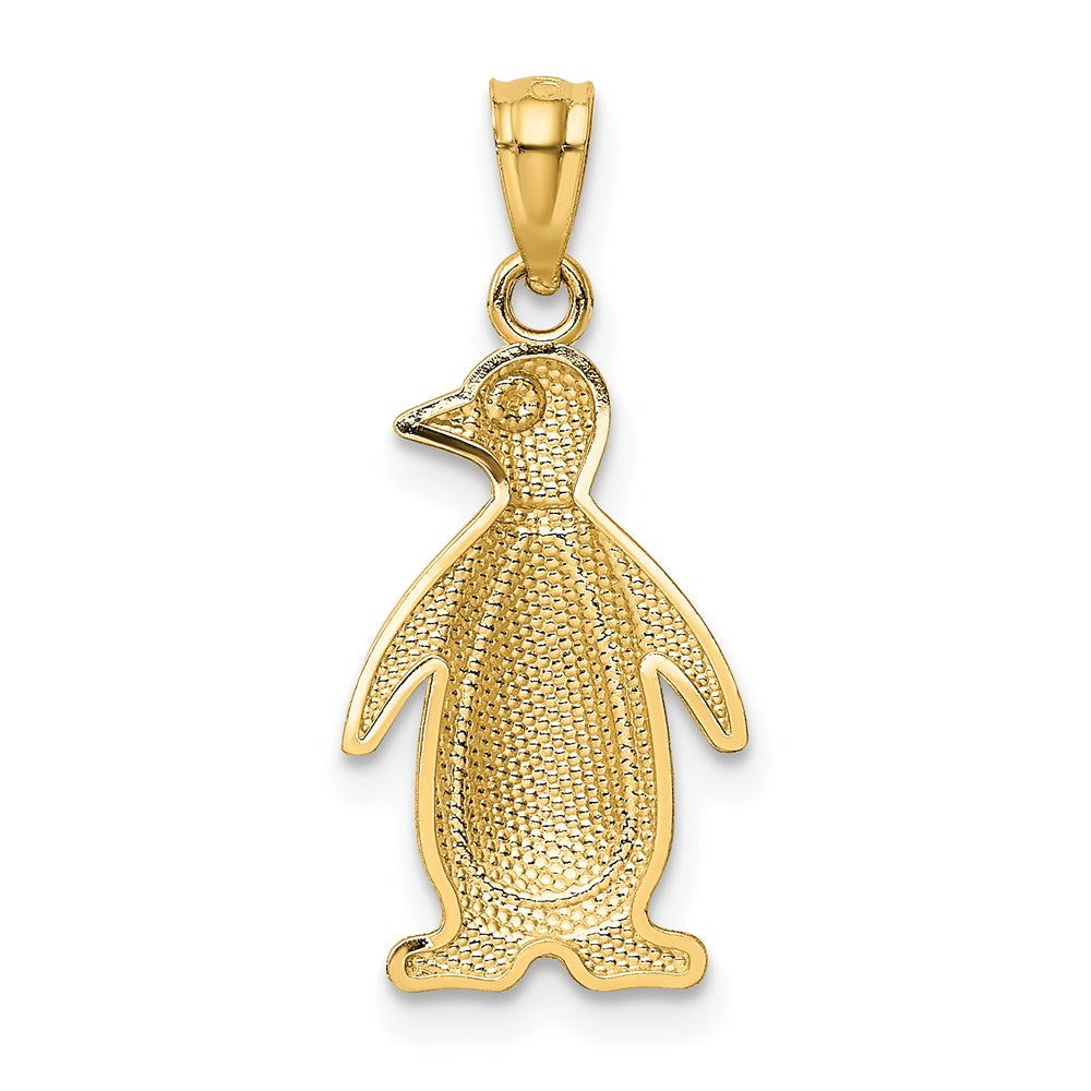 14K Yellow and White Gold Polished/Textured Penguin Pendant - Product Photo