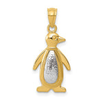 14K Yellow and White Gold Polished/Textured Penguin Pendant - Product Photo