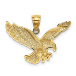 14k Gold Polished and Textured Eagle Pendant - Product Photo