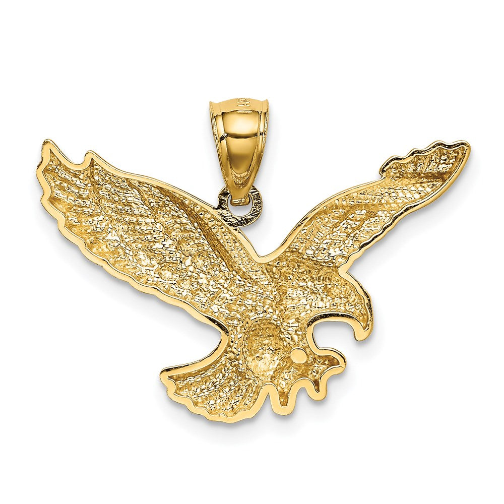 14k Gold Polished and Textured Eagle Pendant - Product Photo