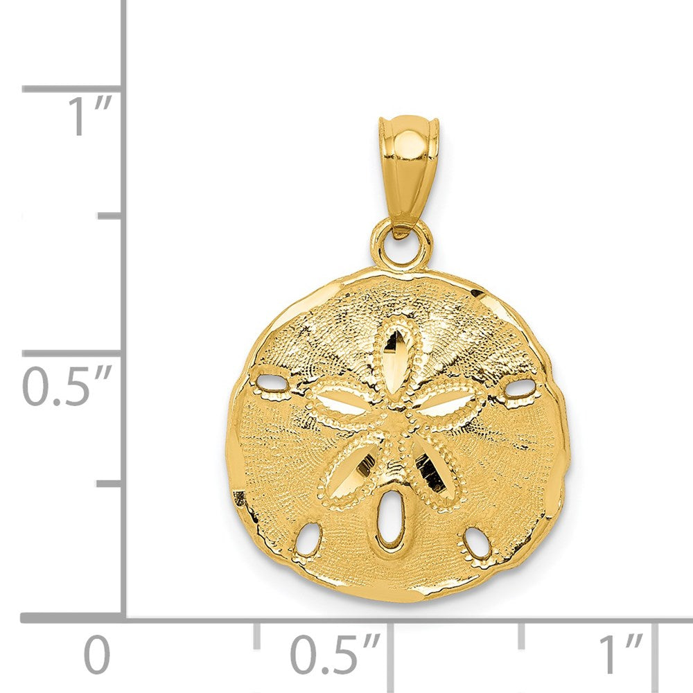 10K / 14K Yellow Gold Gold Polished Large Sand Dollar Pendant - Product Photo