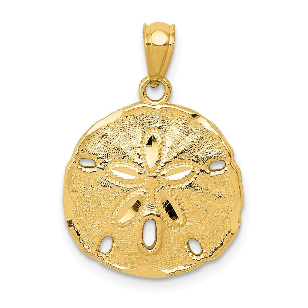 10K / 14K Yellow Gold Gold Polished Large Sand Dollar Pendant - Product Photo