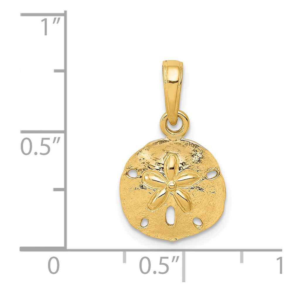 10K / 14K Yellow Gold Sand Dollar Pendant - Product Photo