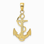 10K / 14K Yellow Gold Polished Anchor with Textured Rope - Product Photo