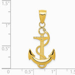 10K / 14K Yellow Gold Polished Anchor with Textured Rope - Product Photo