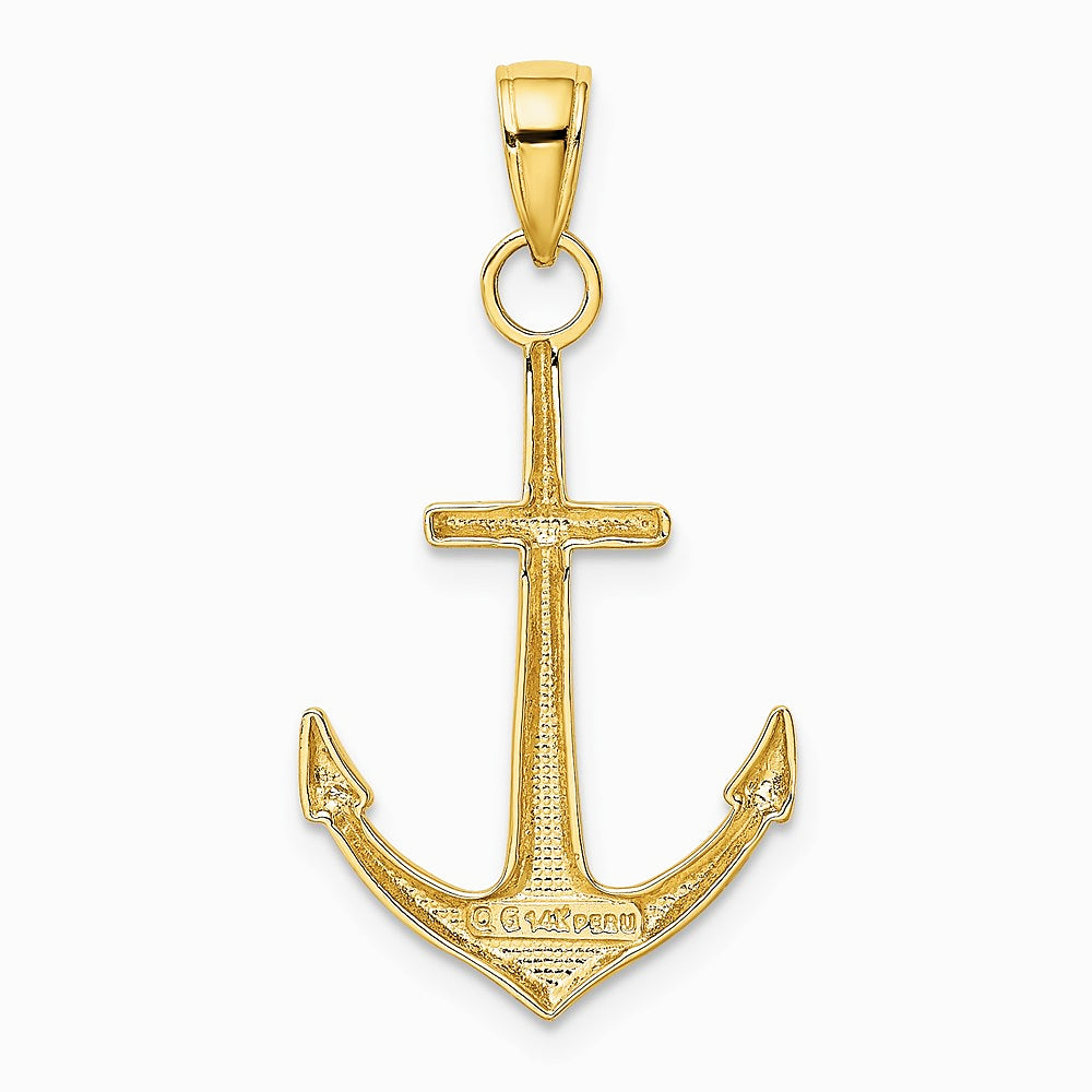10K / 14K Yellow Gold Gold Polished Anchor Pendant - Product Photo