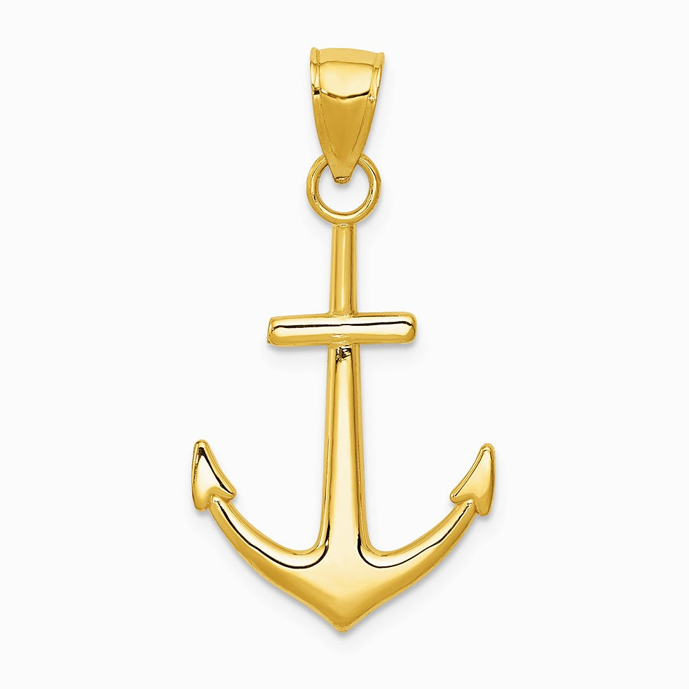 10K / 14K Yellow Gold Gold Polished Anchor Pendant - Product Photo