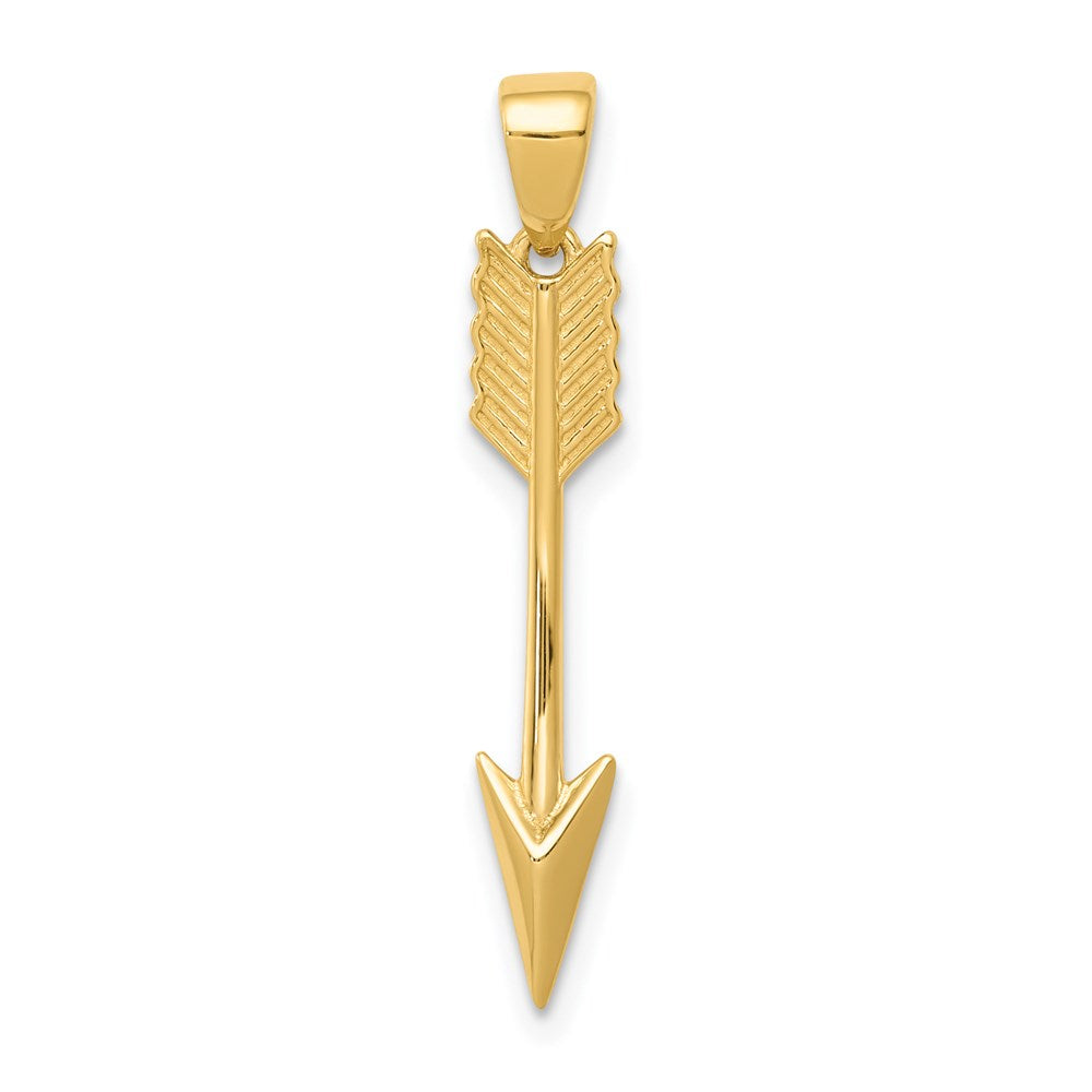 14K Yellow Gold Polished 3D Arrow Pendant