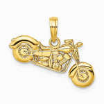 10K / 14K Yellow Gold Gold Polished Textured 3-D Motorcycle Pendant - Product Photo