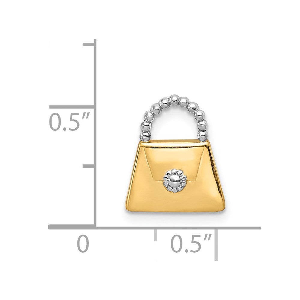 14K and Rhodium Purse Slide Pendant - Product Photo