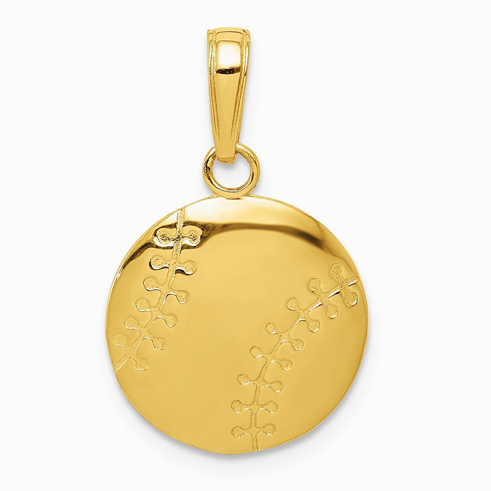 10K / 14K Yellow Gold Gold Polished Baseball Closed Back Pendant - Product Photo