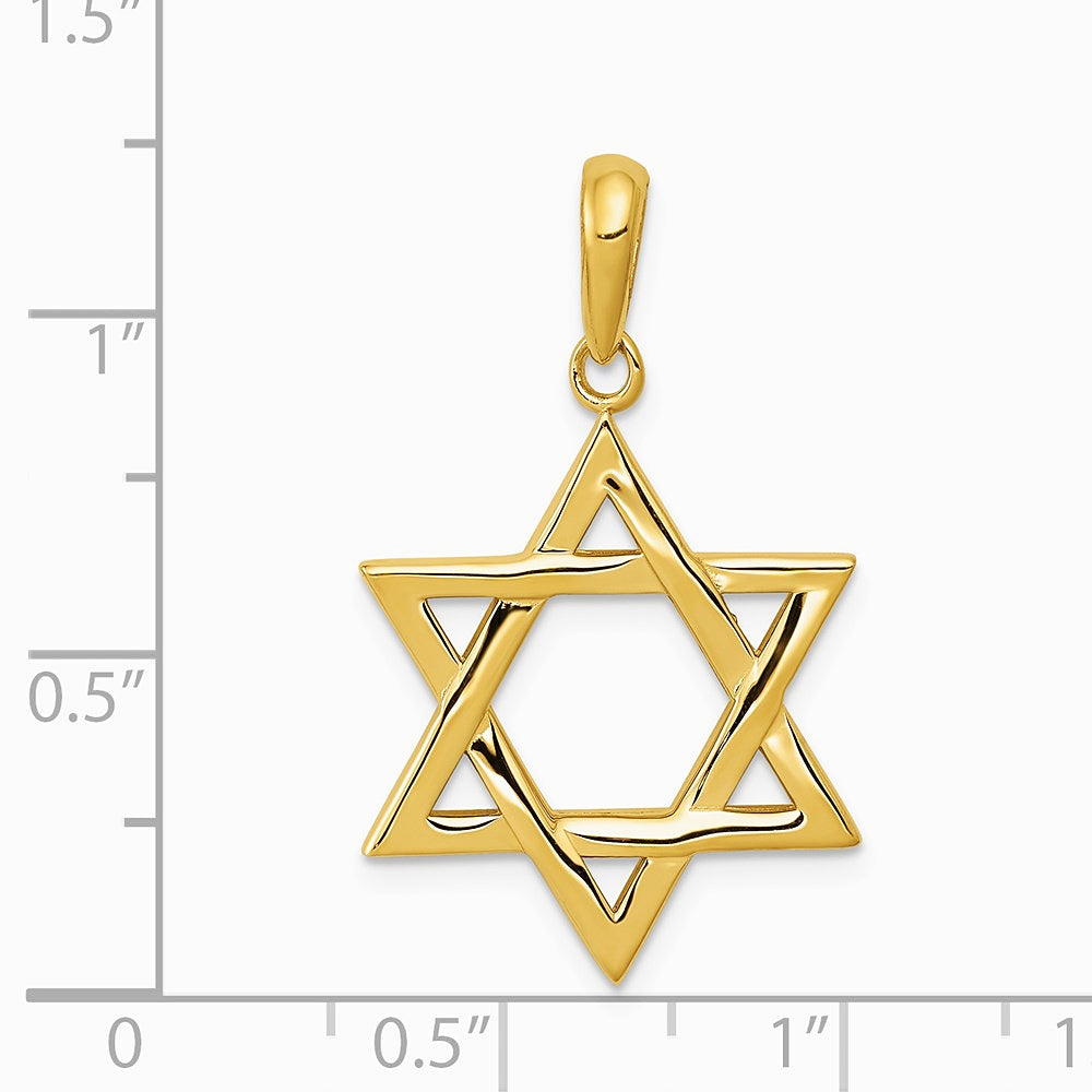 10K / 14K Yellow Gold Star of David Pendant - Product Photo