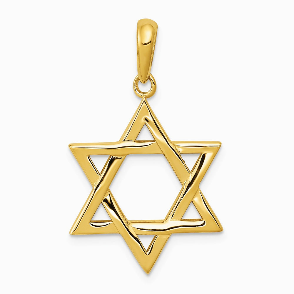 10K / 14K Yellow Gold Star of David Pendant - Product Photo