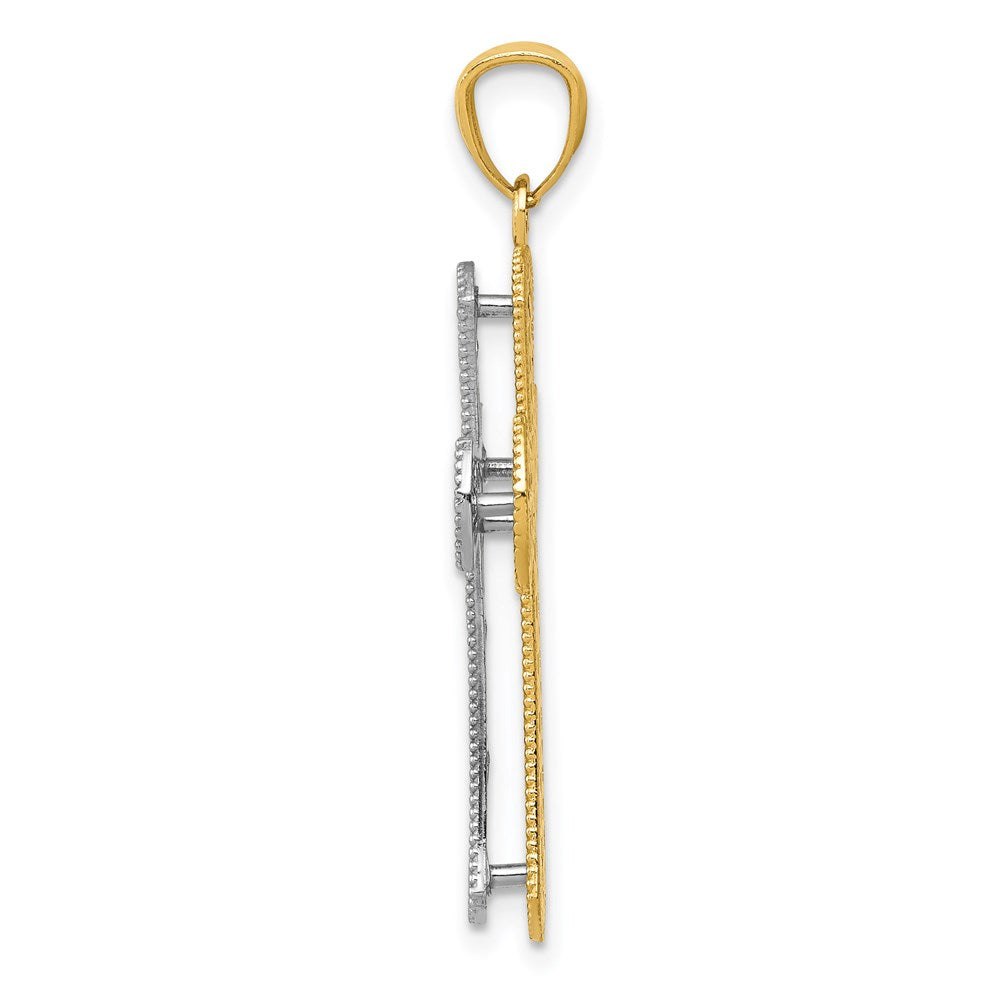 14K Two-tone Polished 2 Level Cross Pendant - Product Photo
