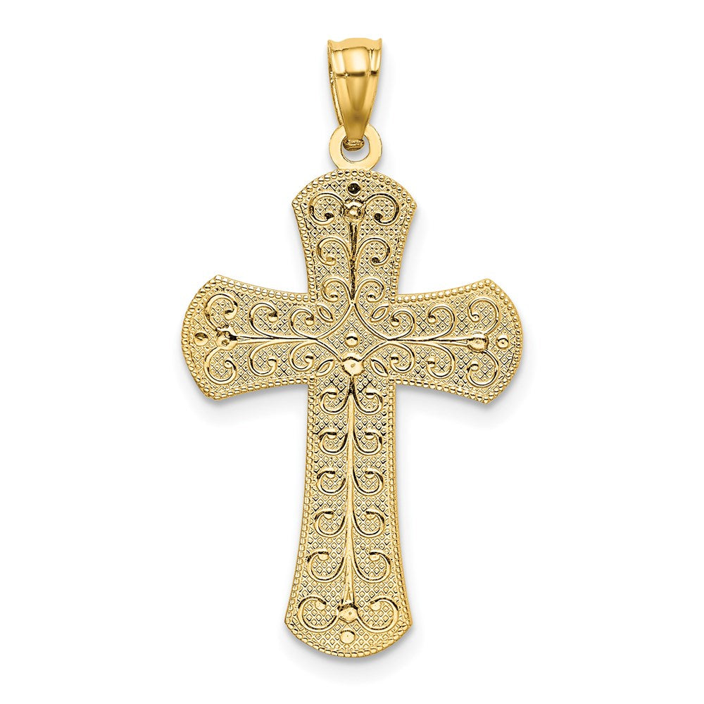 14K Two-tone Polished 2 Level Cross Pendant - Product Photo
