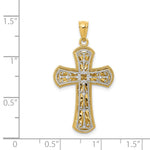 14K Two-tone Polished 2 Level Cross Pendant - Product Photo