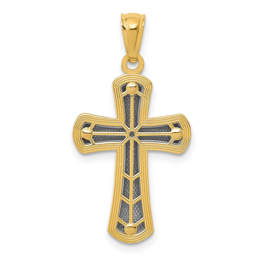 14k Rhodium Polished Cross Pendant - Product Photo