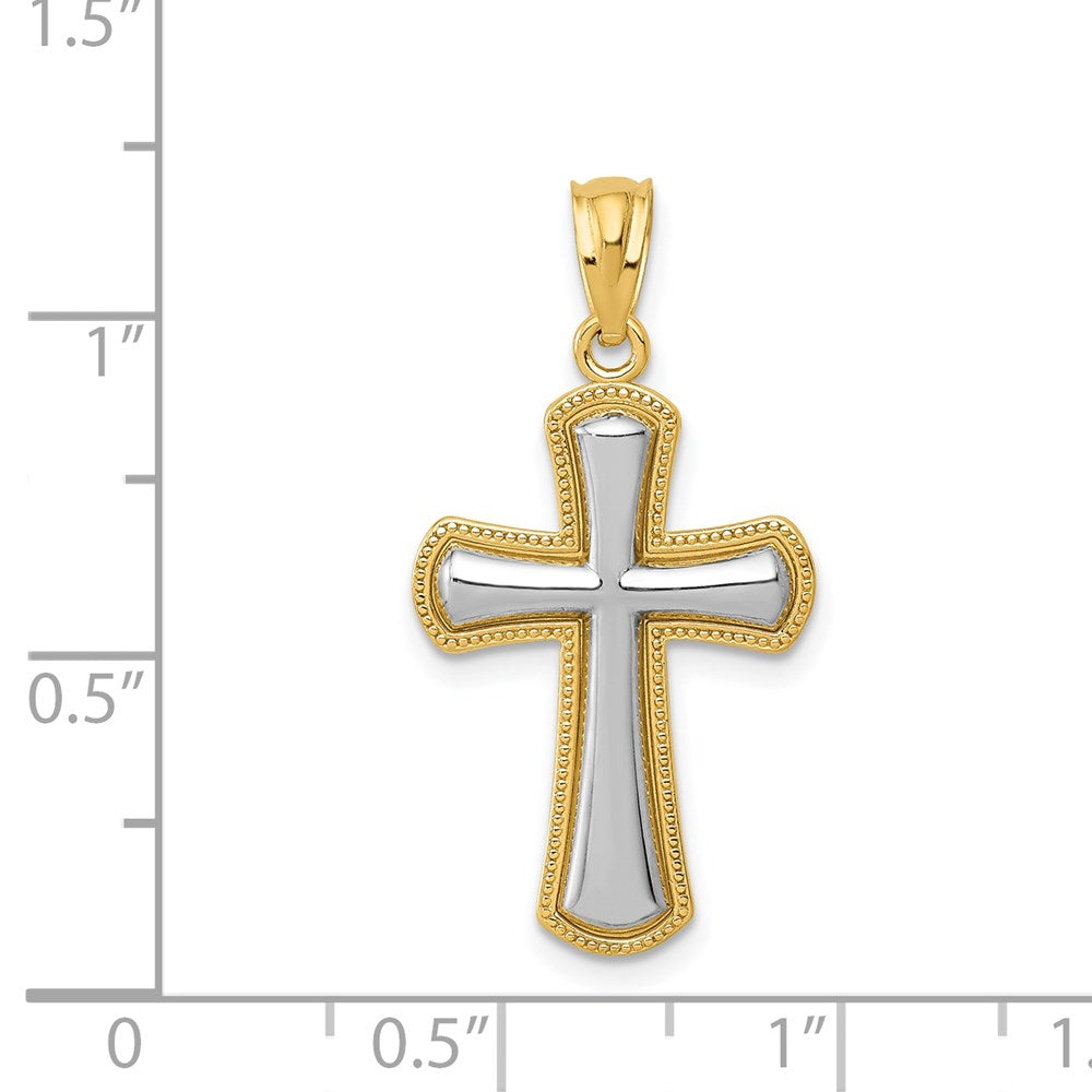 14k Rhodium Polished Cross Pendant - Product Photo