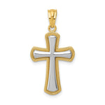 14k Rhodium Polished Cross Pendant - Product Photo