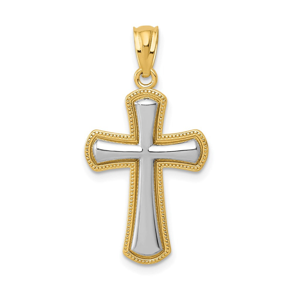 14k Rhodium Polished Cross Pendant - Product Photo
