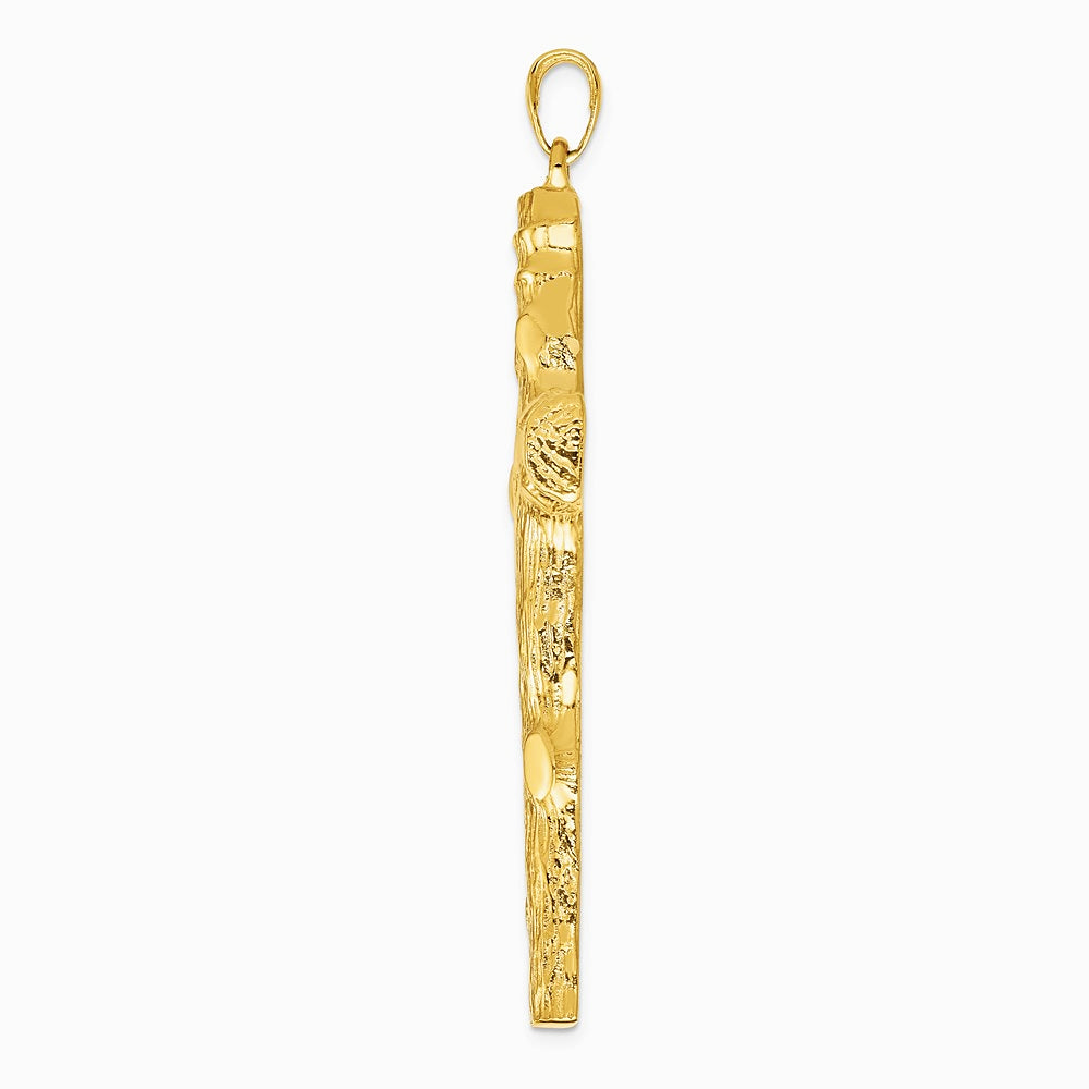 10K / 14K Yellow Gold Large Textured Cross Pendant - Product Photo