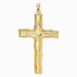 10K / 14K Yellow Gold Large Textured Cross Pendant - Product Photo