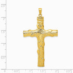 10K / 14K Yellow Gold Large Textured Cross Pendant - Product Photo
