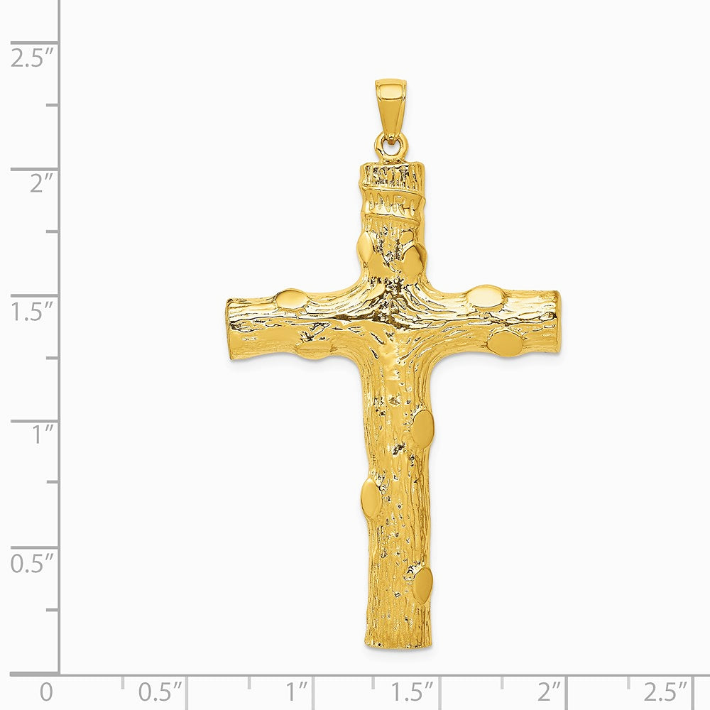 10K / 14K Yellow Gold Large Textured Cross Pendant - Product Photo